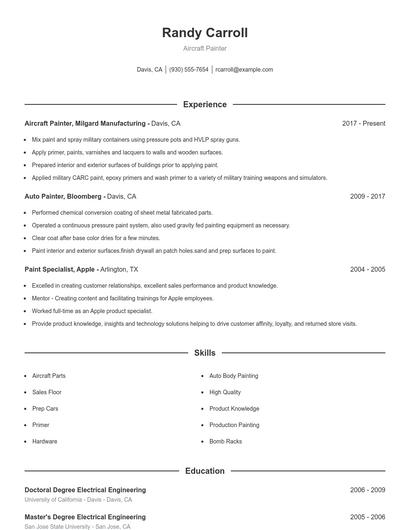 Aircraft Painter Resume