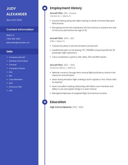 Aircraft Pilot Resume