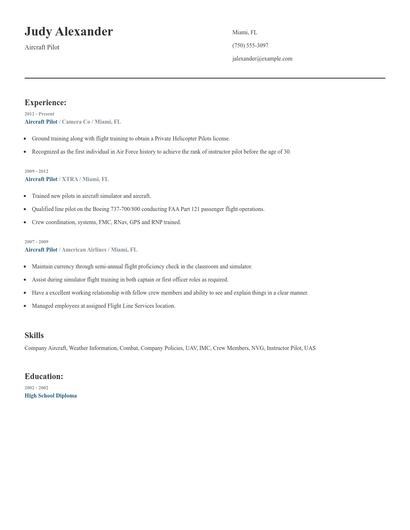Aircraft Pilot Resume