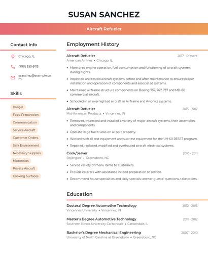 Aircraft Refueler Resume