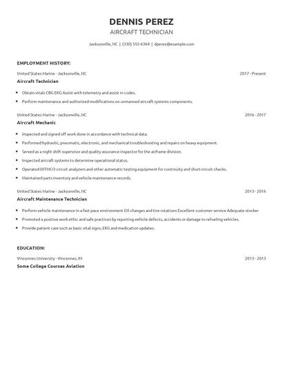 Aircraft Technician Resume