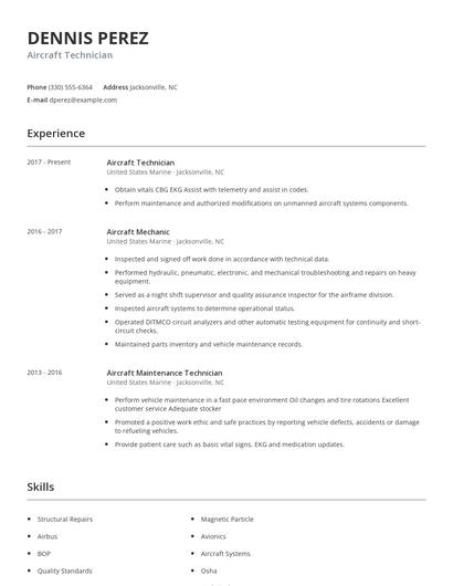Aircraft Technician Resume