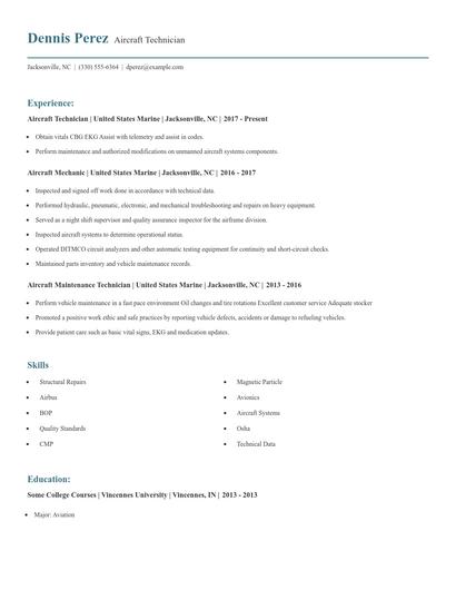 Aircraft Technician Resume