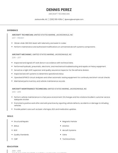 Aircraft Technician Resume