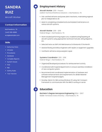 Aircraft Worker Resume