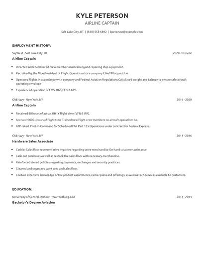 Airline Captain Resume