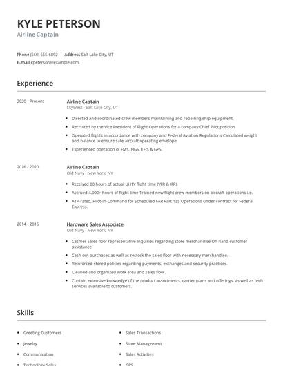 Airline Captain Resume