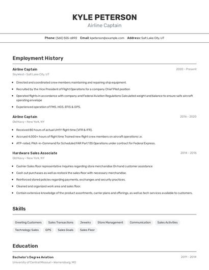 Airline Captain Resume