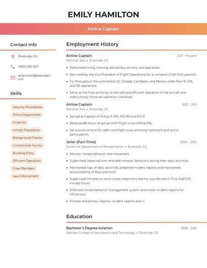 Airline Captain Resume