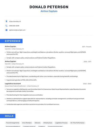 Airline Captain Resume