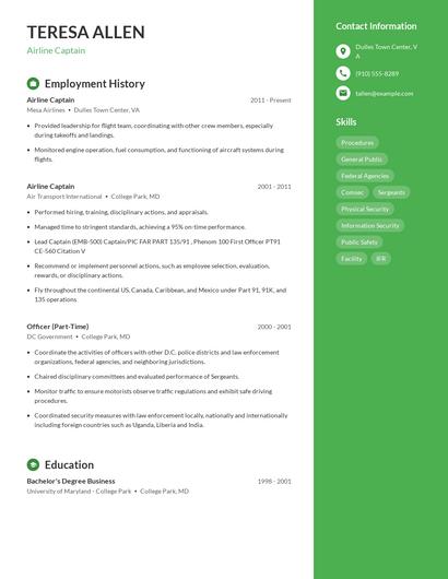 Airline Captain Resume