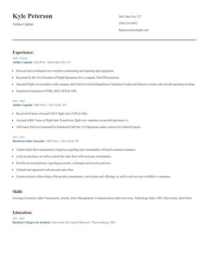 Airline Captain Resume