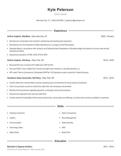 Airline Captain Resume