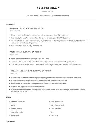Airline Captain Resume
