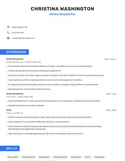 Airline Dispatcher Resume