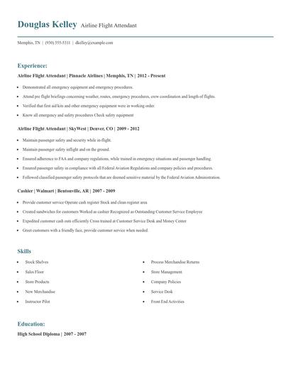 Airline Flight Attendant Resume