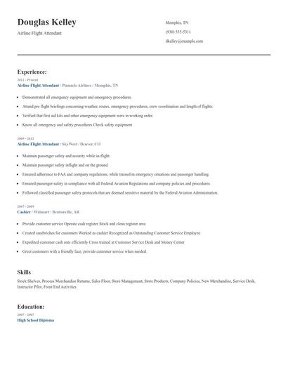 Airline Flight Attendant Resume