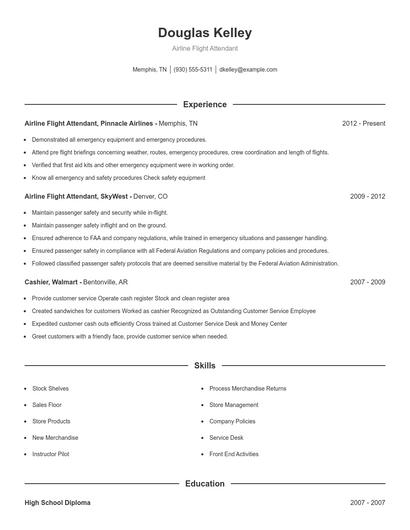 Airline Flight Attendant Resume