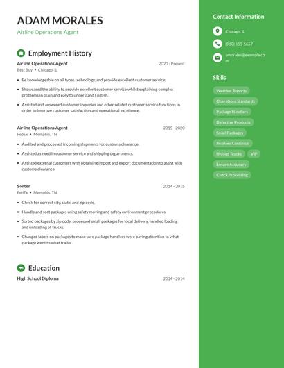 Airline Operations Agent Resume