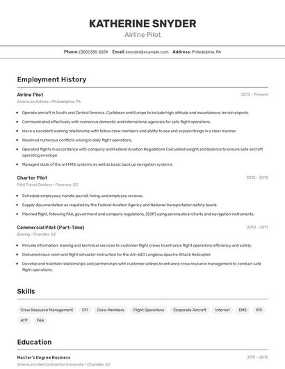 Airline Pilot Resume