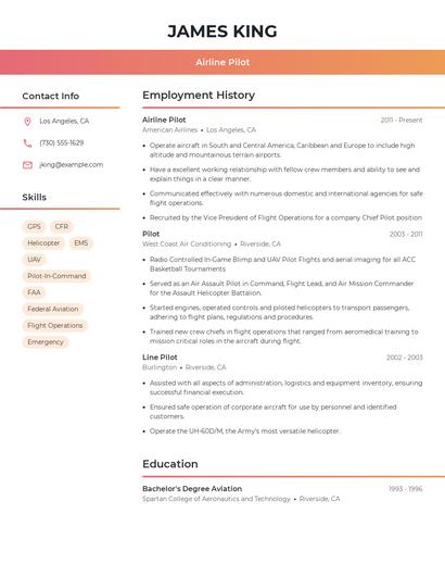 Airline Pilot Resume