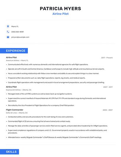 Airline Pilot Resume