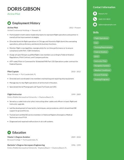 Airline Pilot Resume