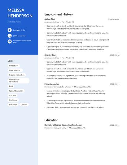 Airline Pilot Resume