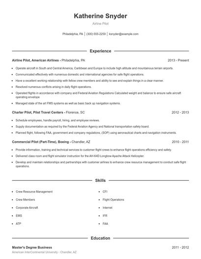 Airline Pilot Resume