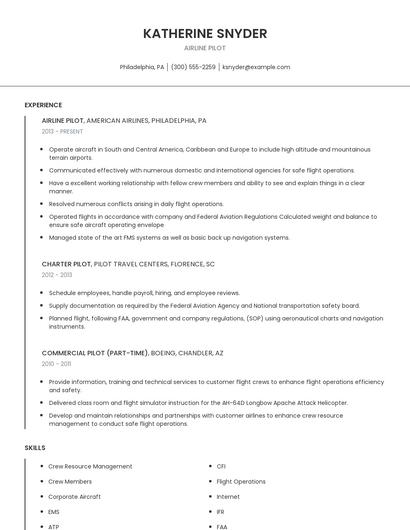 Airline Pilot Resume