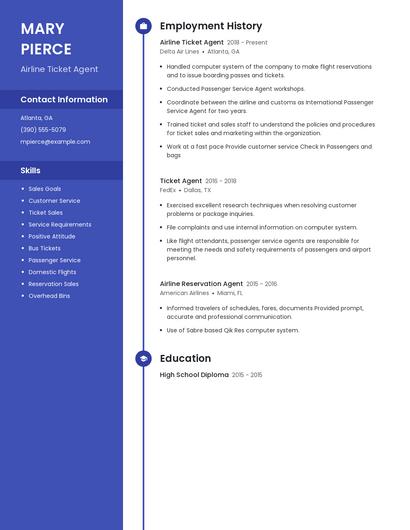 Airline Ticket Agent Resume