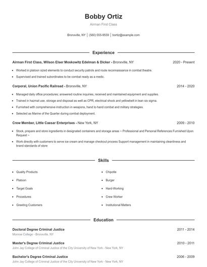 Resume example 1