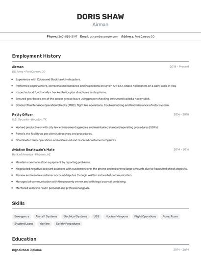 Airman Resume