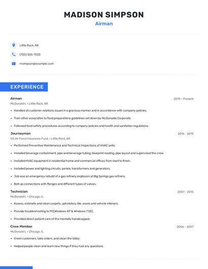 Airman Resume