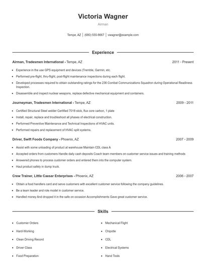 Airman Resume