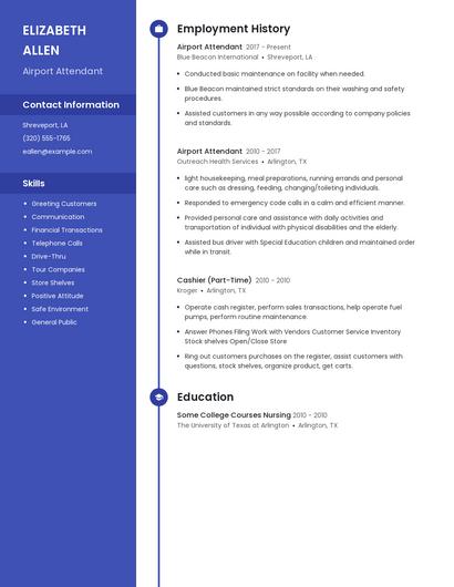 Airport Attendant Resume