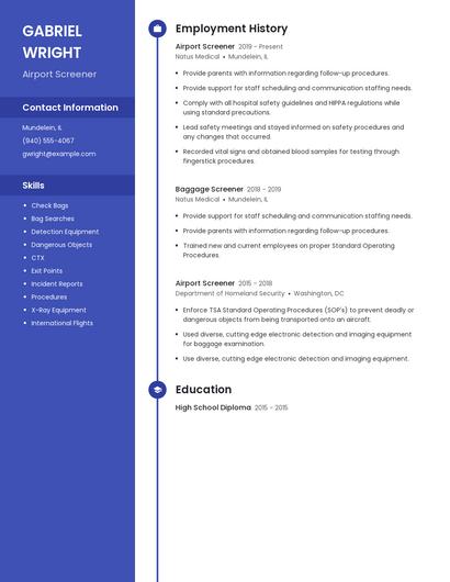 Airport Screener Resume