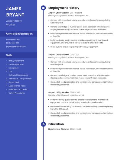 Airport Utility Worker Resume