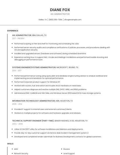 AIX Administrator Resume