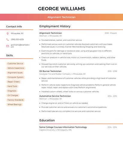 Alignment Technician Resume