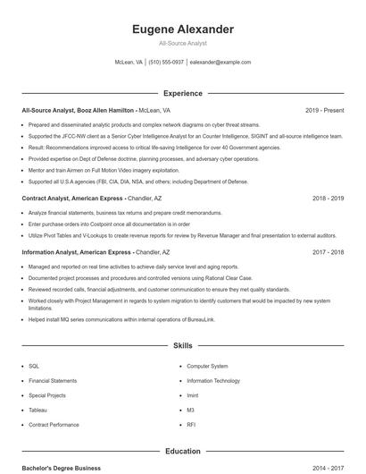 Resume example 1