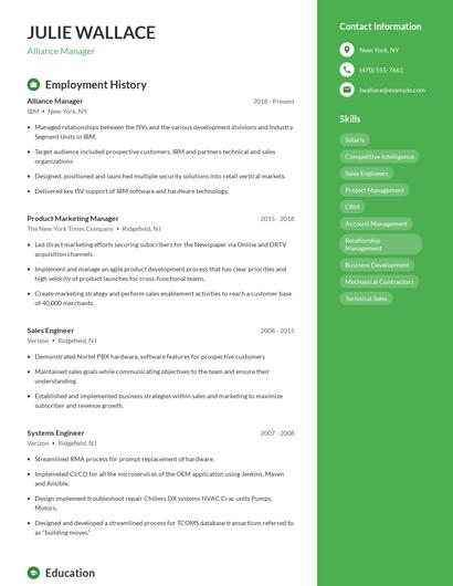 Alliance Manager Resume