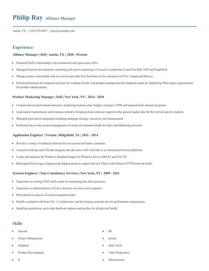 Alliance Manager Resume