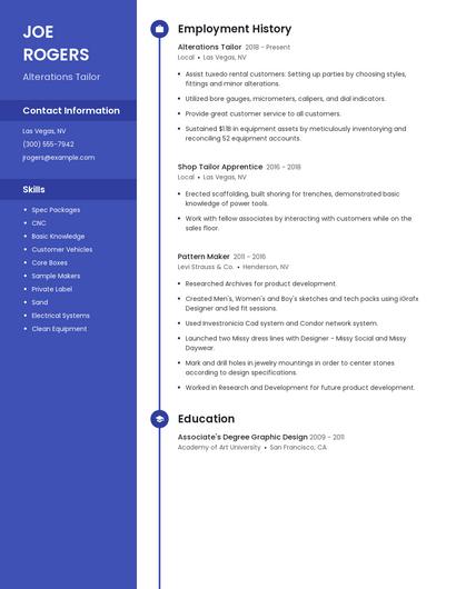 Alterations Tailor Resume