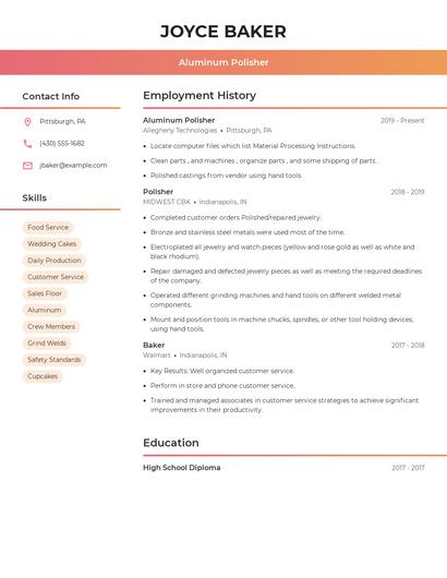 Aluminum Polisher Resume