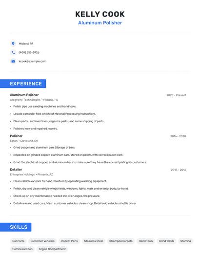 Aluminum Polisher Resume