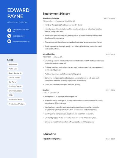 Aluminum Polisher Resume