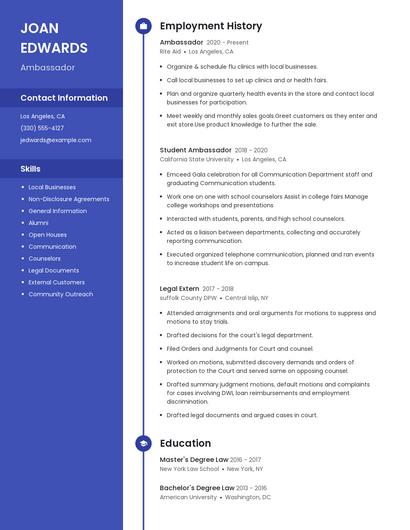 Ambassador Resume