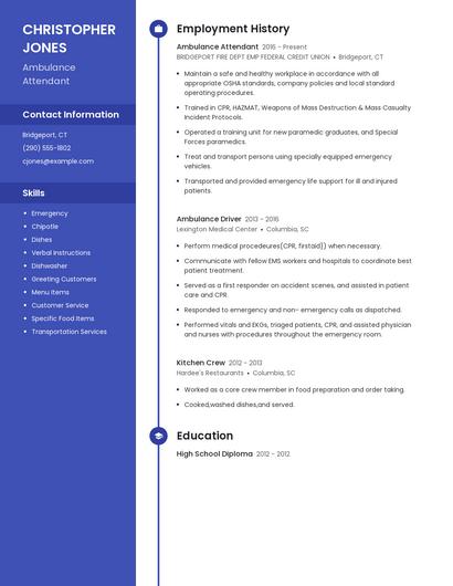 Ambulance Attendant Resume