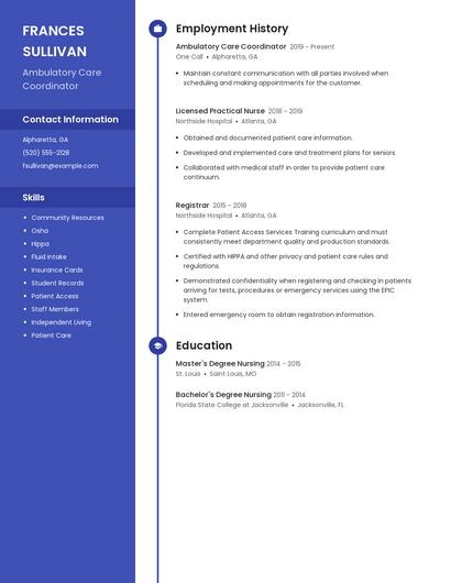 Ambulatory Care Coordinator Resume